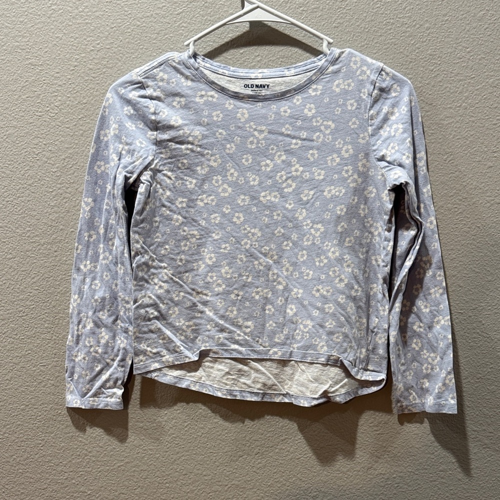🌸💙 Old Navy Kids “Softest Tee” Light Blue Floral Long Sleeve Shirt – SZ L 👕✨